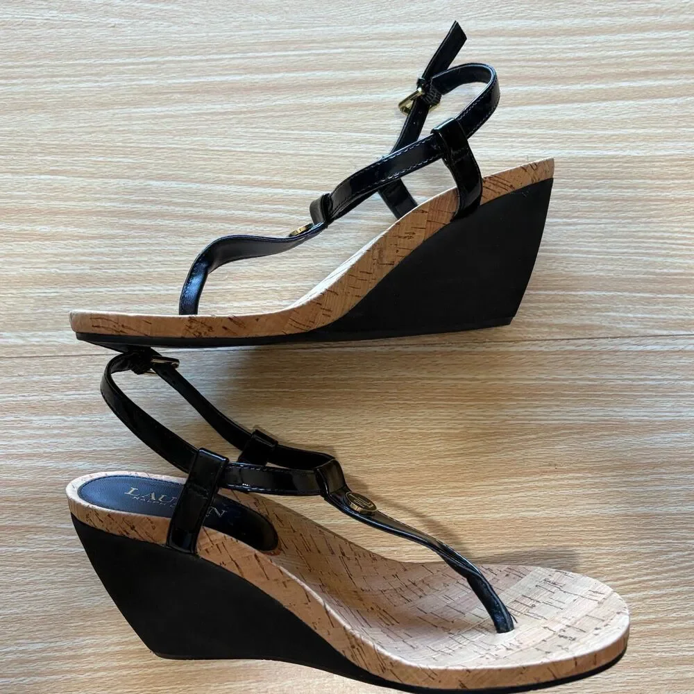 Lauren Ralph Lauren Reeta Thong Wedge Sandals Size 9